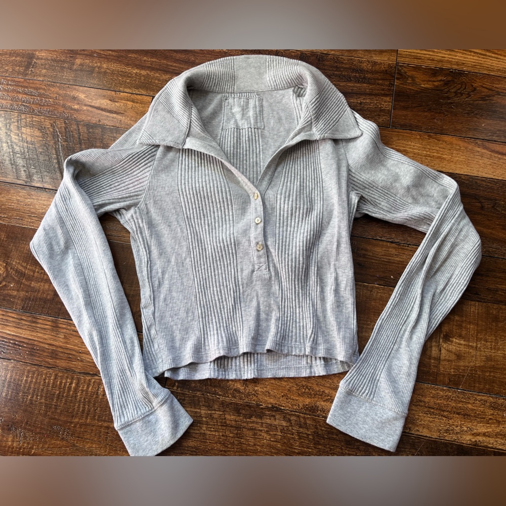 Aerie Heather Gray Ribbed Top